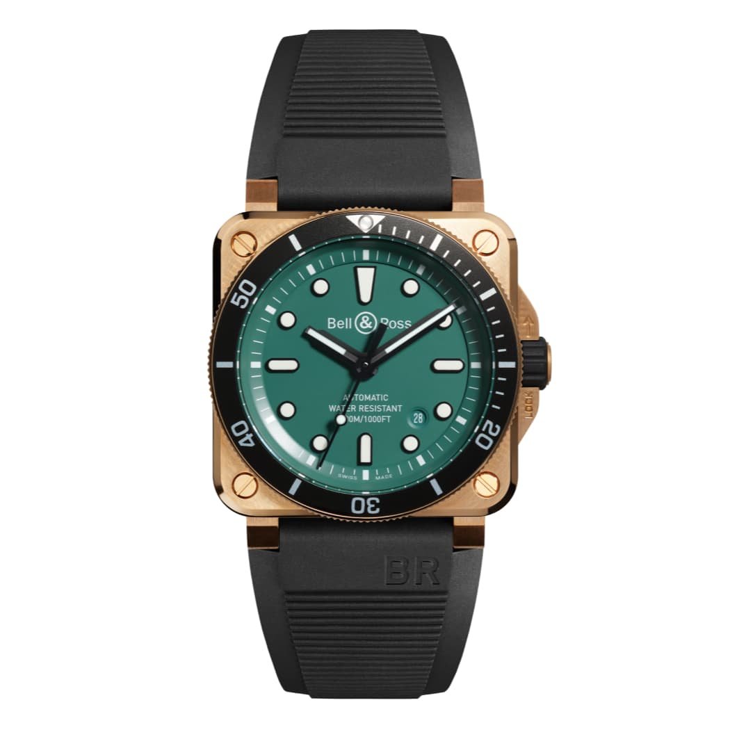 Bell & Ross BR 03-92 Diver Black & Green Bronze (BR0392-D-LT-BR/SRB) — dive watches at Lume Wrist Watches