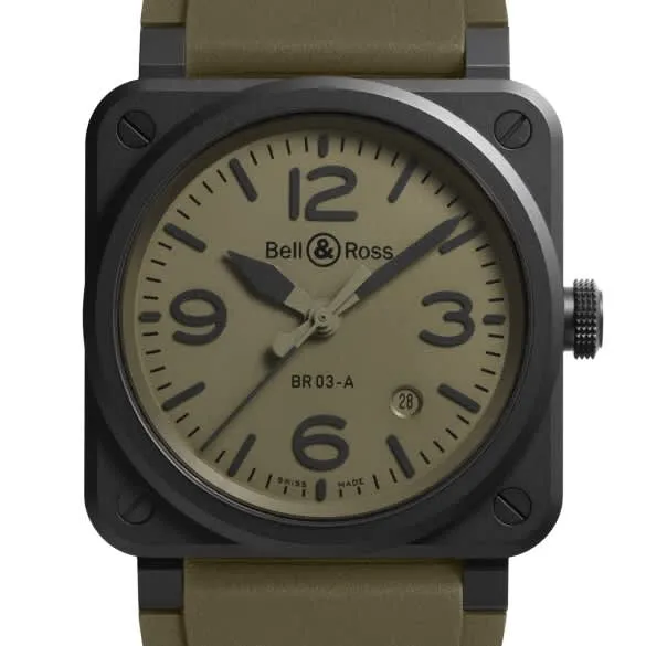 Bell & Ross BR 03 Military Ceramic (BR03A-MIL-CE/SRB) — luxury watches for gifts at Lume Wrist Watches