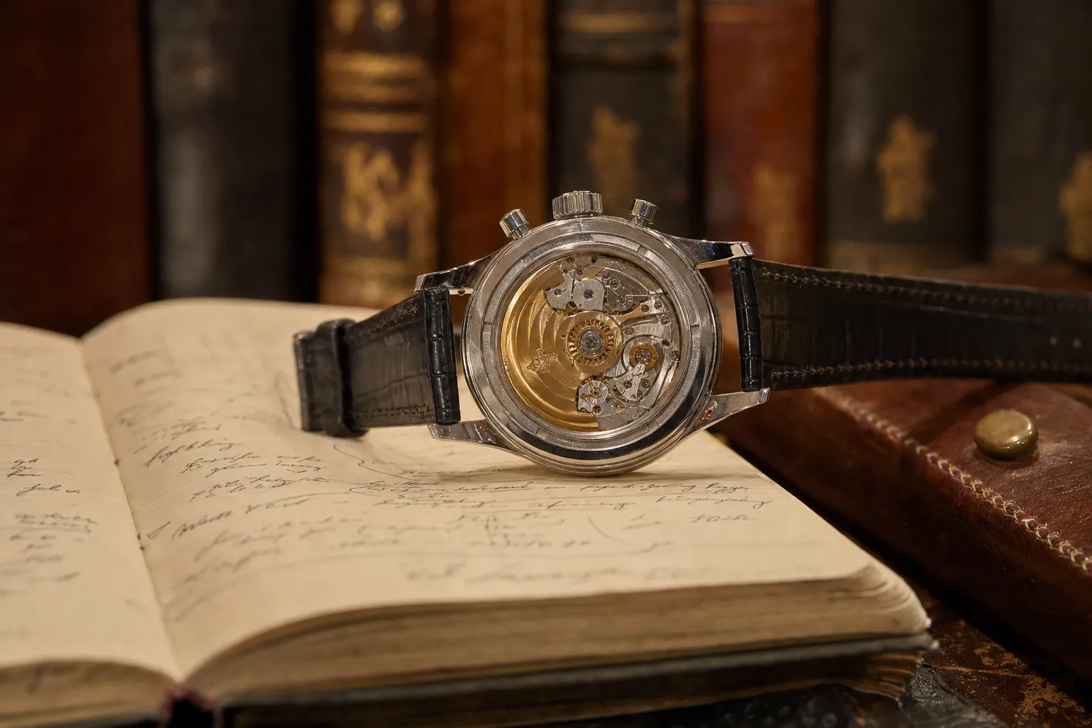 Patek Philippe grand complication platinum watch next to collector allocation dossier paperwork