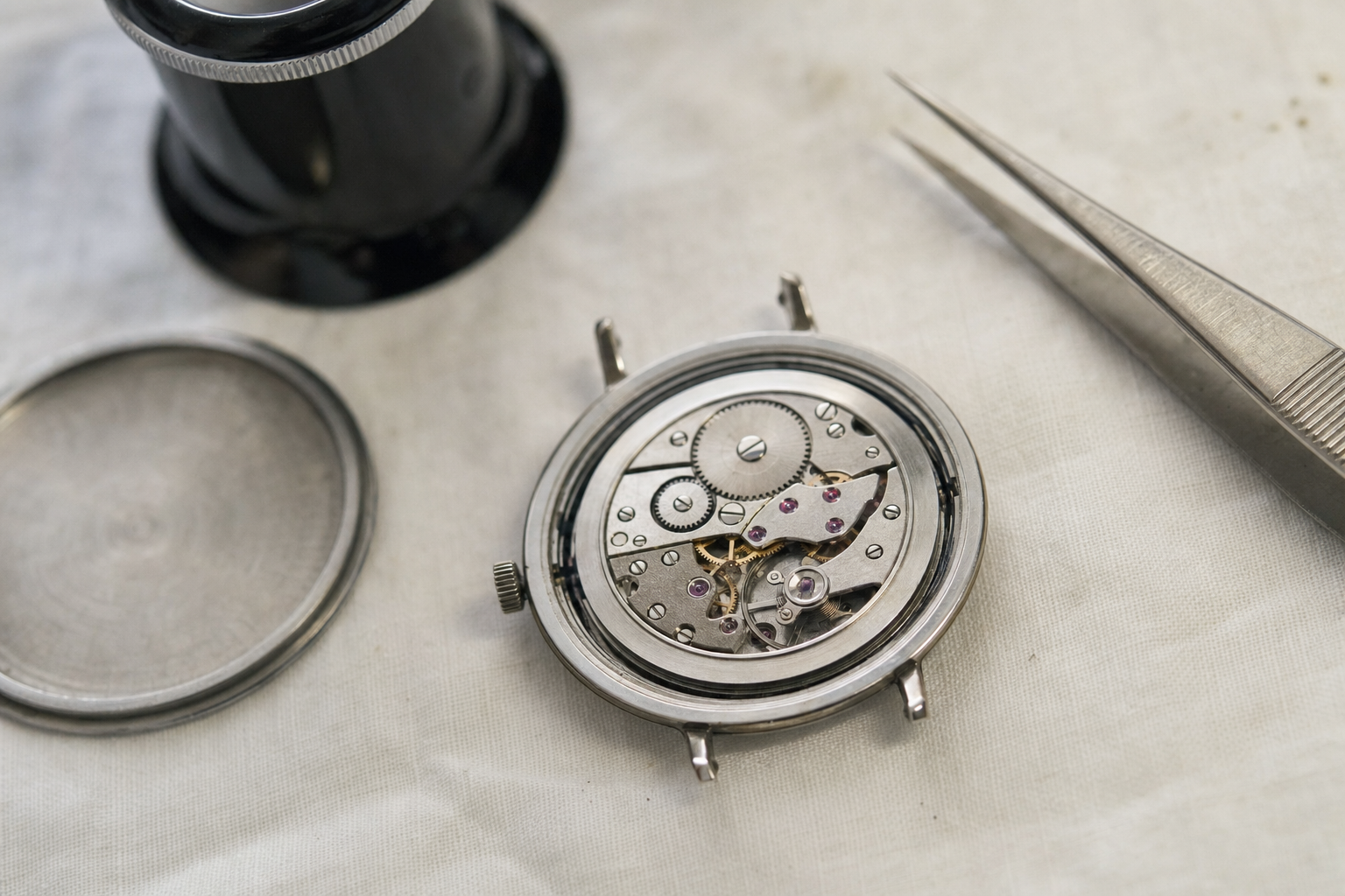 Vintage Piaget Altiplano watch dial, showcasing its classic, minimalist design and thin profile from the 1960s.