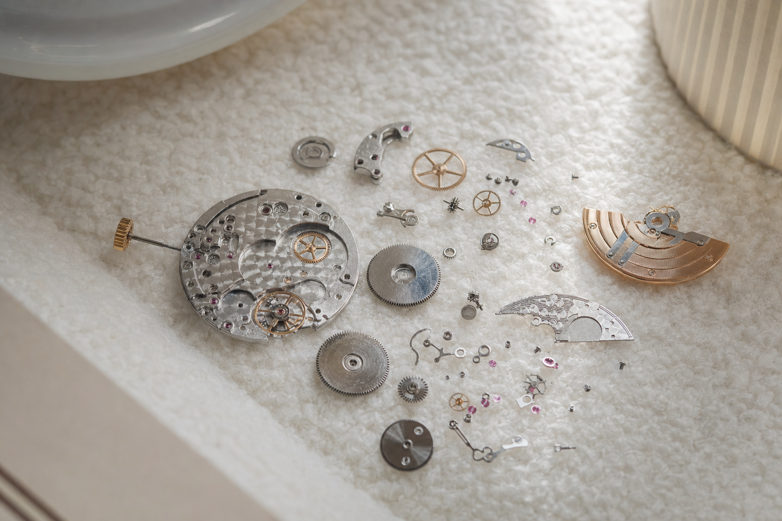 Detailed schematic or exploded view of Piaget's pioneering ultra-thin Caliber 12P movement with micro-rotor.