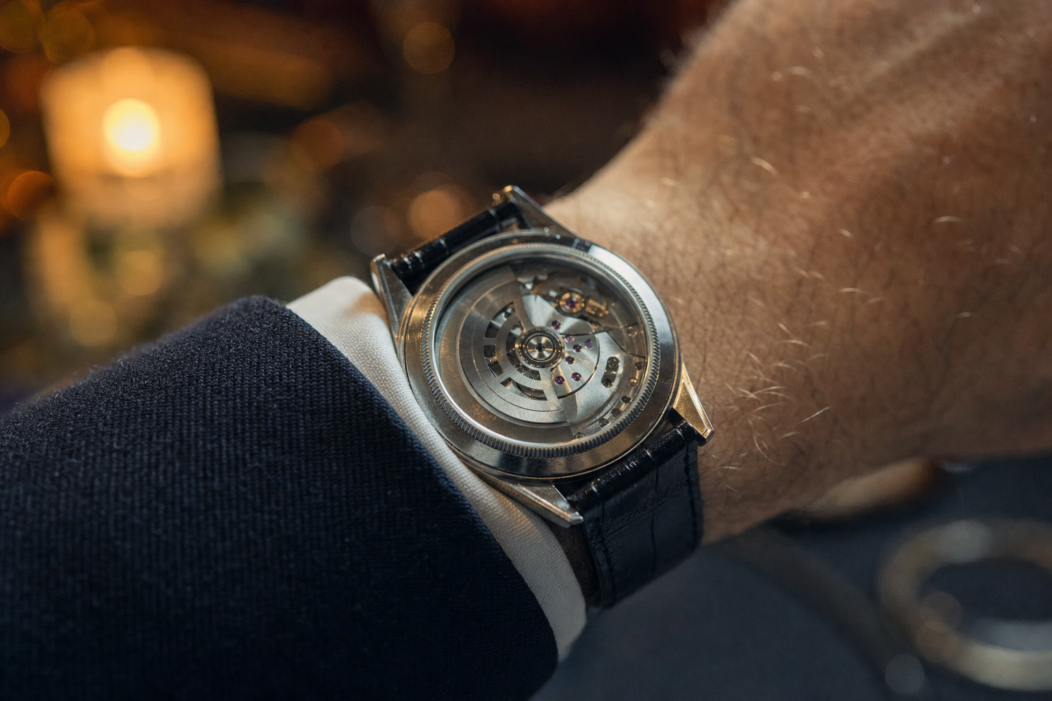 Intricate view of a Rolex automatic movement, showcasing the patented Perpetual rotor, Parachrom hairspring, and other in-house developed components.
