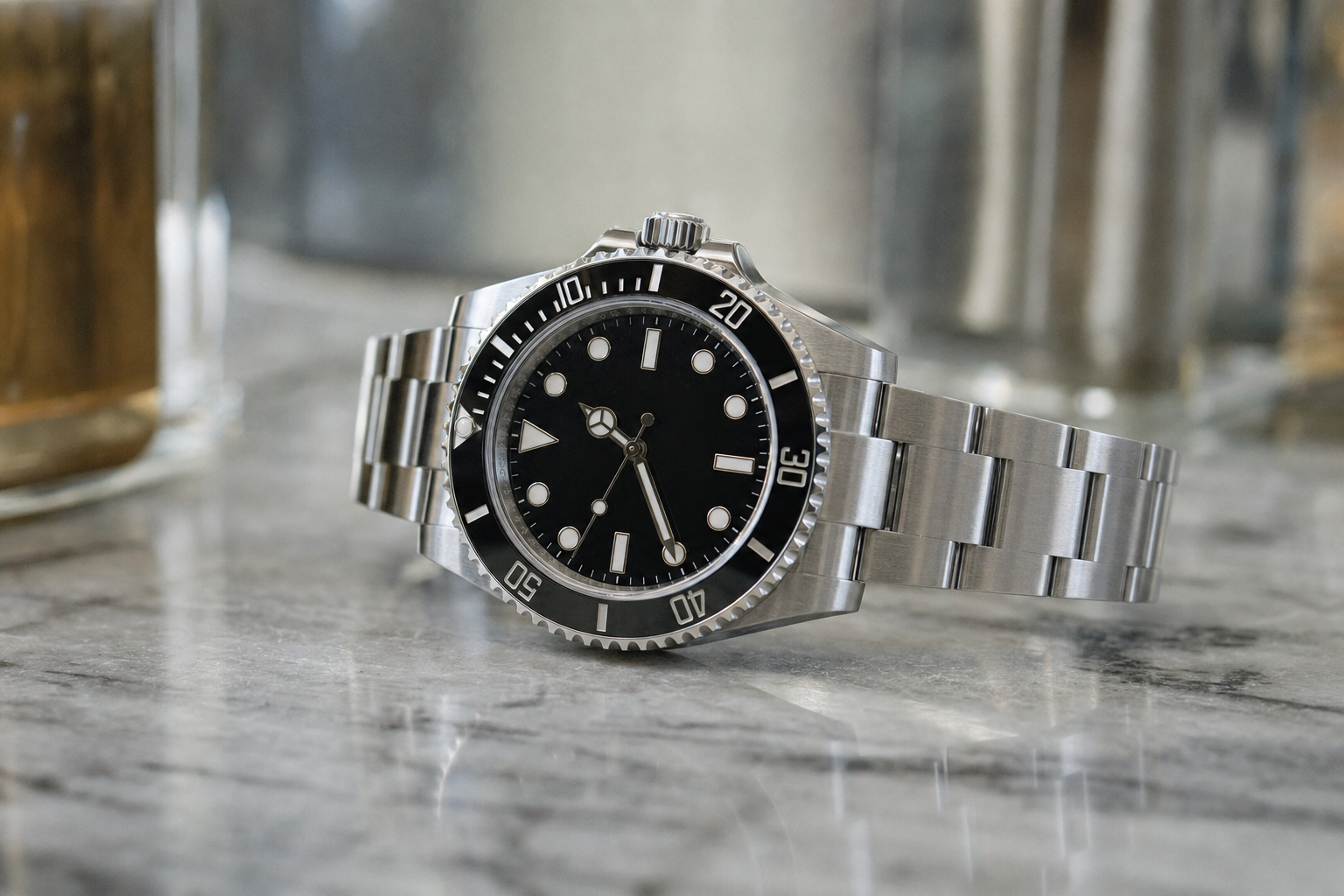 Rolex Submariner 126610LN: iconic black ceramic dive watch, 41mm stainless steel case, Oyster bracelet with Glidelock clasp.