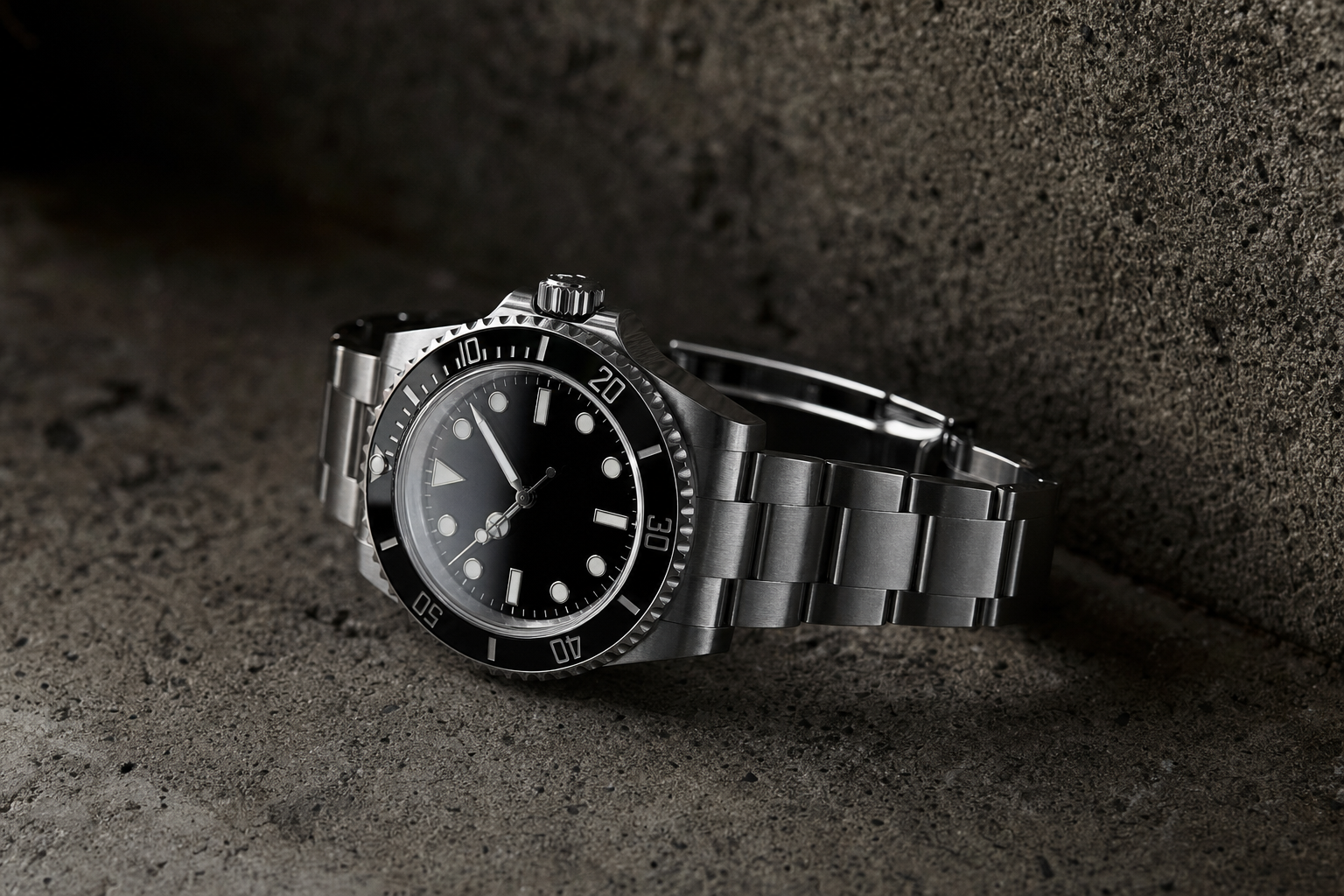 Iconic Rolex Submariner 126610LN stainless steel dive watch on Oyster bracelet, black ceramic bezel